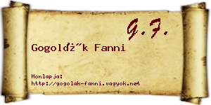 Gogolák Fanni névjegykártya